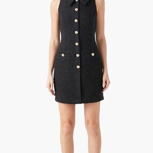 Endless Rose Black Tweed Mini Dress